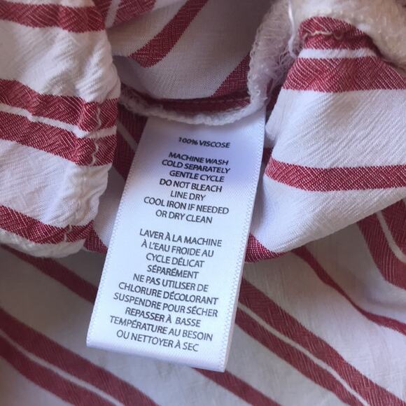 Beach Lunch Lounge Red White Striped Button Down Shirt with Pocket Women's Small - Picture 9 of 9
